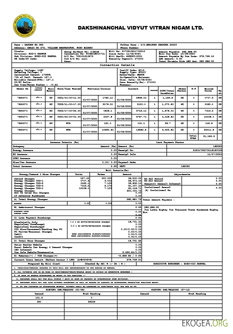 Modèle Word et PDF de facture de services publics pour les entreprises INDE DVVNL
